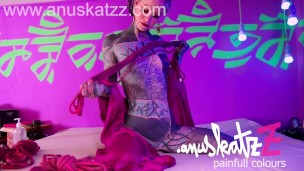 Curvy Tattooed Teen Submissive Bondage Session with Anal Ropes and Sensual Squirt Play